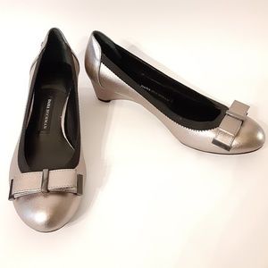 Dana B. Silver low heel bow dress shoes pewter